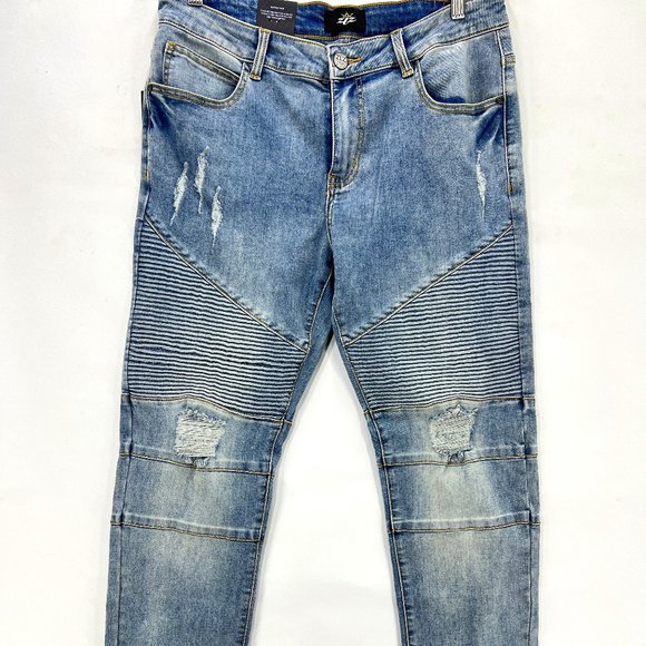 ZIZ Denim | Jeans | Ziz Denim Mens Casual Blue Moto Distressed